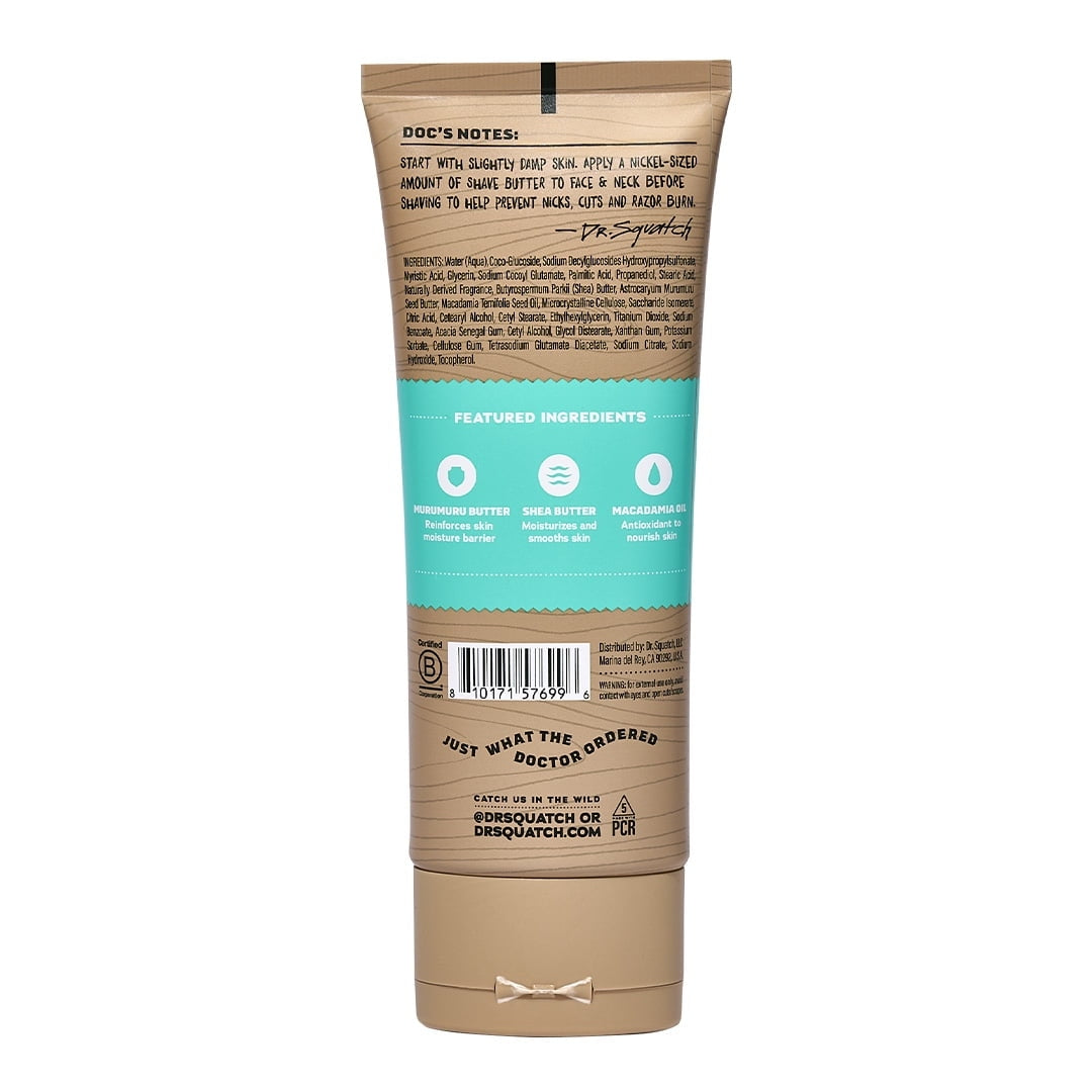 Dr. Squatch Mens Moisturizing Shave Butter, Easy Glide Natural Thick & Creamy Shaving Butter for Men, Coconut Castaway, 6 fl Oz