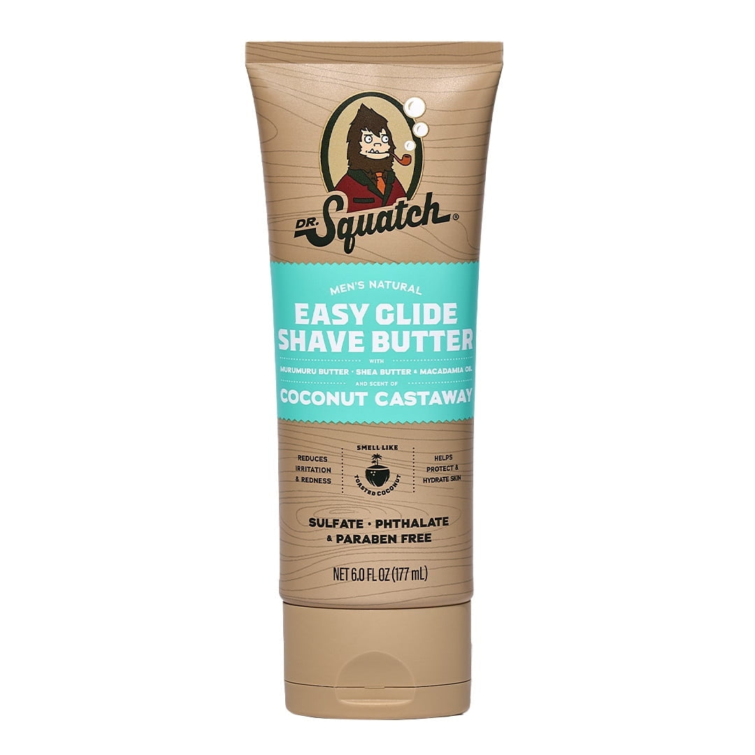 Dr. Squatch Mens Moisturizing Shave Butter, Easy Glide Natural Thick & Creamy Shaving Butter for Men, Coconut Castaway, 6 fl Oz