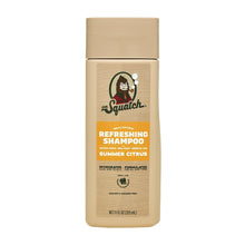Dr. Squatch Refreshing Shampoo bottle in tan with Summer Citrus front label and flip-top cap