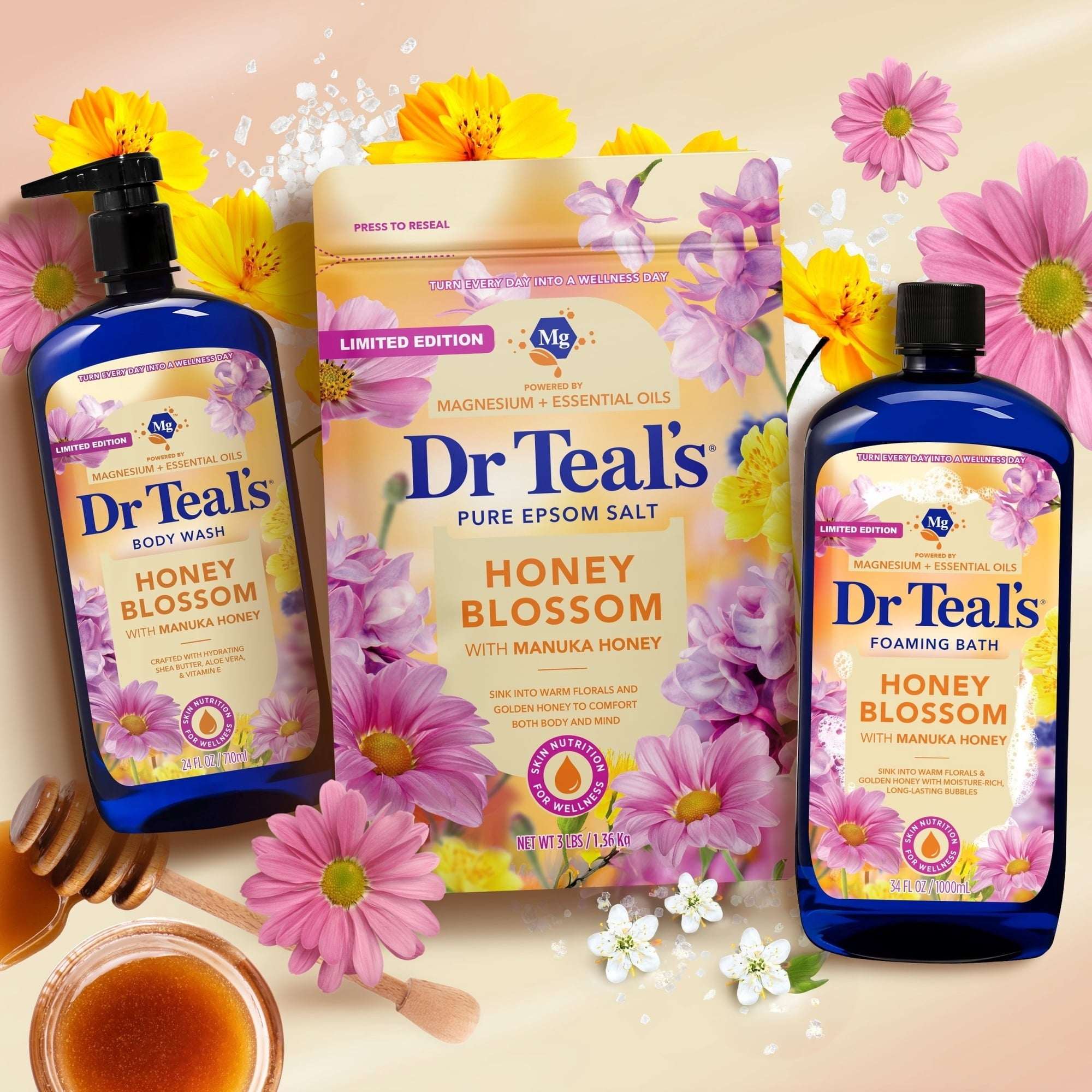 Dr Teal's Honey Blossom Body Wash with Manuka honey, 24 fl oz