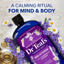 Dr Teal's foaming bath bottle with lavender and chamomile themed purple label