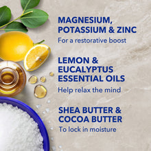 Dr Teal’s body balm label: magnesium, potassium & zinc; lemon & eucalyptus