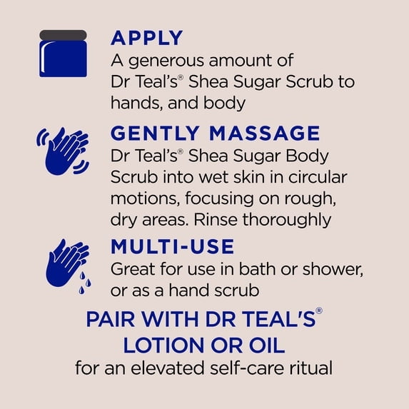 Dr Teal's Shea Sugar Body Scrub with Coconut Oil and Essential Oils, 19 oz