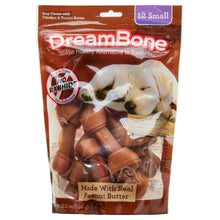 DreamBone peanut butter dog chew package front with dog photo