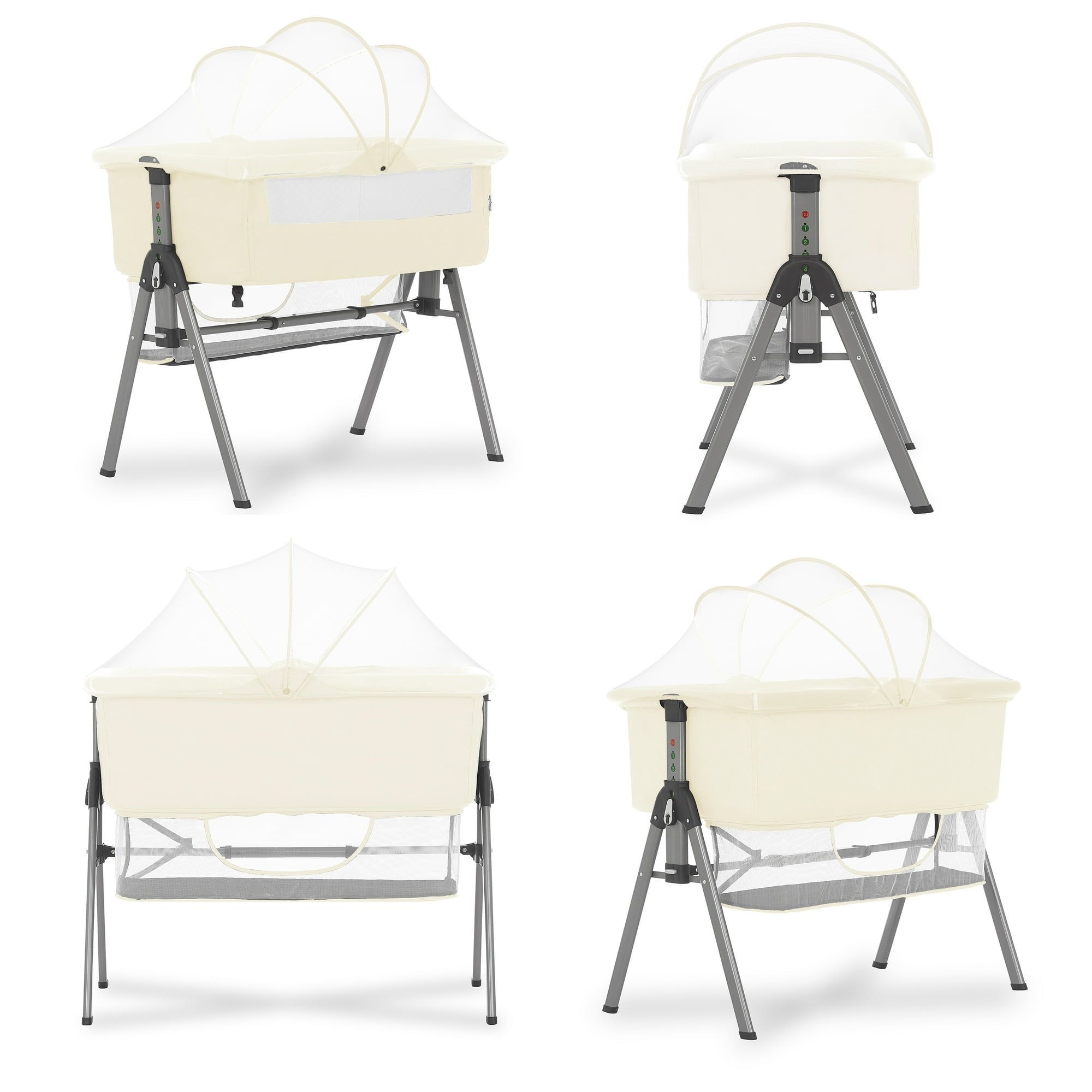Dream On Me Lotus Bassinet and Bedside Sleeper in Ivory, Lightweight, Carry Bag Included