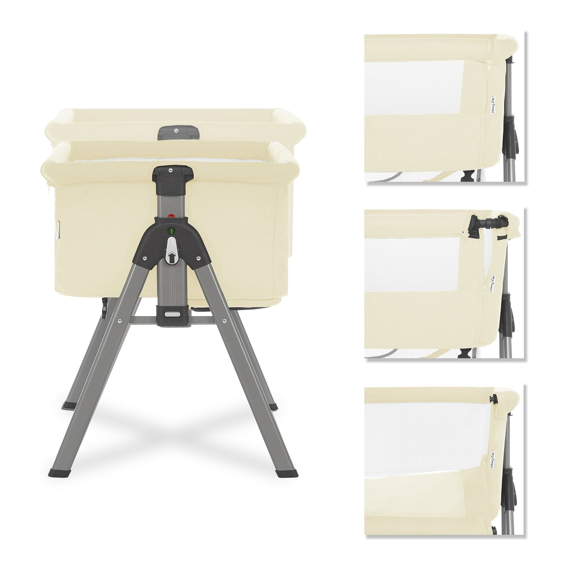 Dream On Me Lotus Bassinet and Bedside Sleeper in Ivory, Lightweight, Carry Bag Included