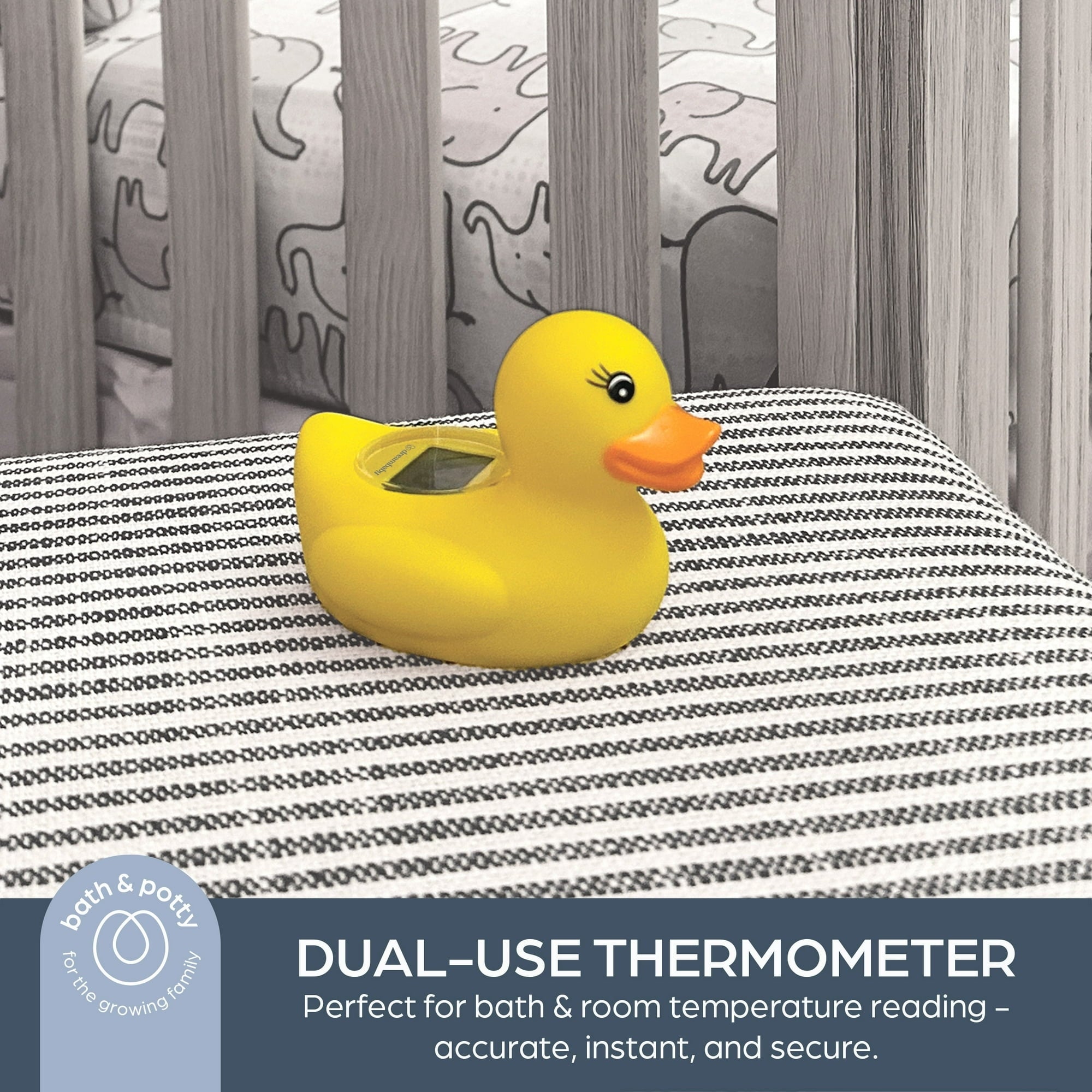 Dreambaby Duck Baby Bath Thermometer - Instant Read Digital Thermometer for Water and Room Temperature