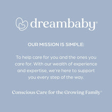 Dreambaby logo and mission text card