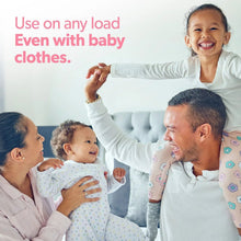 Family on couch with baby clothes, Dreft blissfuls use on any load text