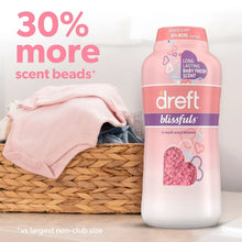 Dreft blissfuls in-wash scent booster beads bottle with 30% more scent beads graphic