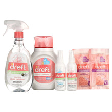 Dreft Bundle of Bliss products set with bottles, detergent jug, and scent pouches