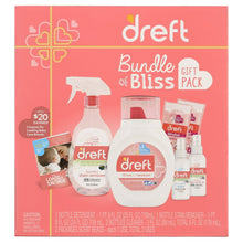Dreft Bundle of Bliss gift pack front panel with included laundry products