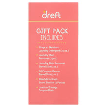 Dreft gift pack includes list on pink box panel