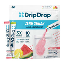 Zero sugar electrolyte variety pack pouch, 40 sticks; watermelon and lemon flavors