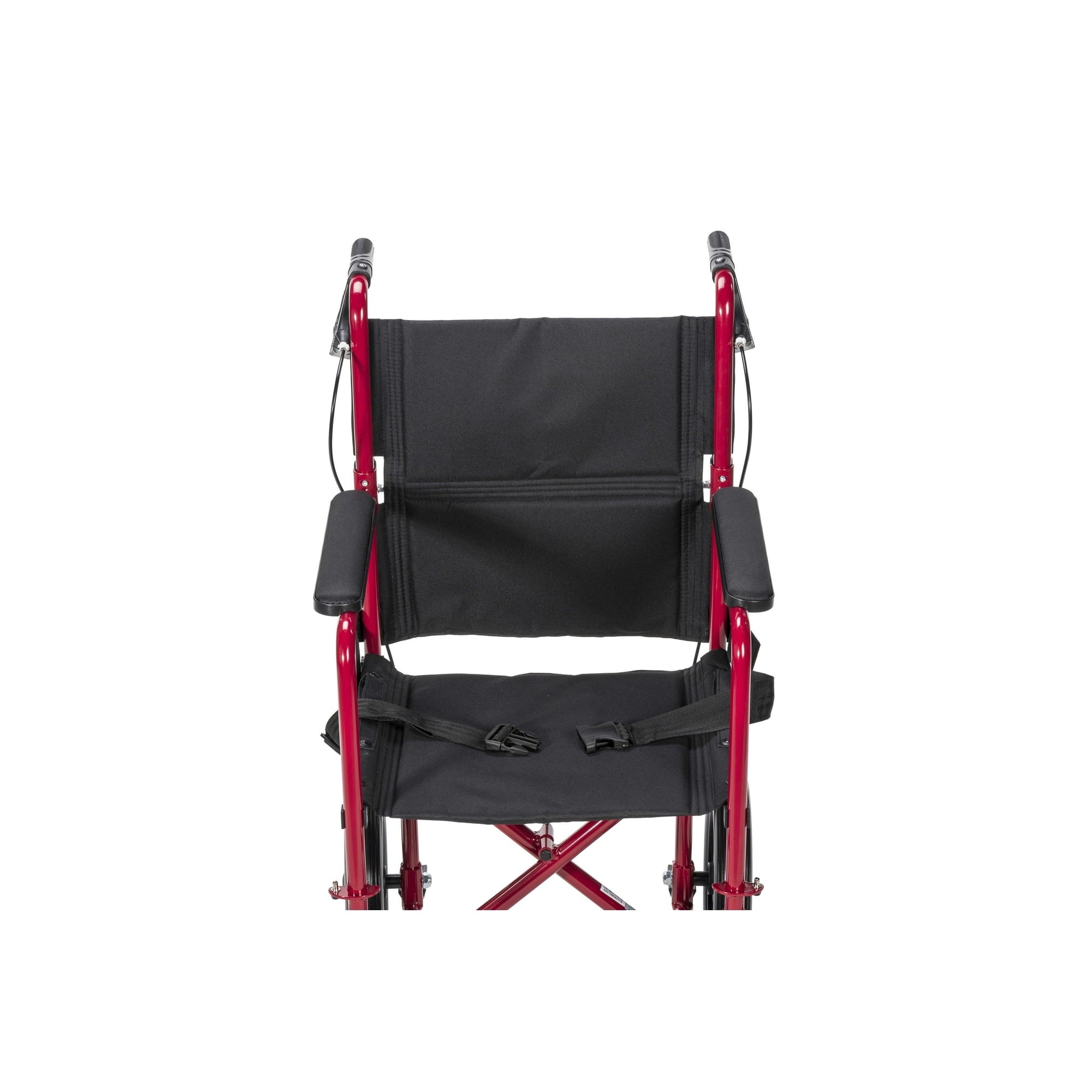 Drive Medical Lightweight Expedition Transport Wheelchair with Hand Brakes, 19" Seat Red