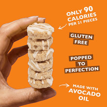 Stack of pumpkin spice mini rice cakes with white drizzle