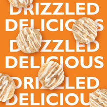 Pumpkin spice mini rice cakes with white drizzle, shown individually