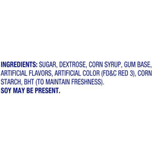 Bubble gum ingredients list: sugar, dextrose, corn syrup, gum base