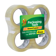 Clear acrylic packaging tape rolls, 1.88 in wide, 4-pack
