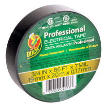 Black professional electrical tape roll, 3/4 in x 66 ft, 7 mil thickness