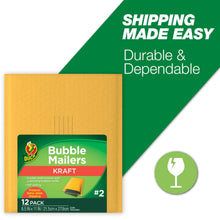 Kraft bubble mailer pack with #2 size label and duck logo, self-sealing padded envelope