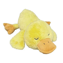 33-inch duck Easter plush, lying face-up with orange beak and stitched eyes
