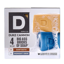 Men's soap bar 4-pack gift box with orange and blue soap bricks
