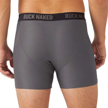 Men's boxer briefs, medium gray with elastic waistband and front seam detail