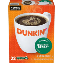 Dunkin' Decaf coffee box with illustrated cup of medium roast