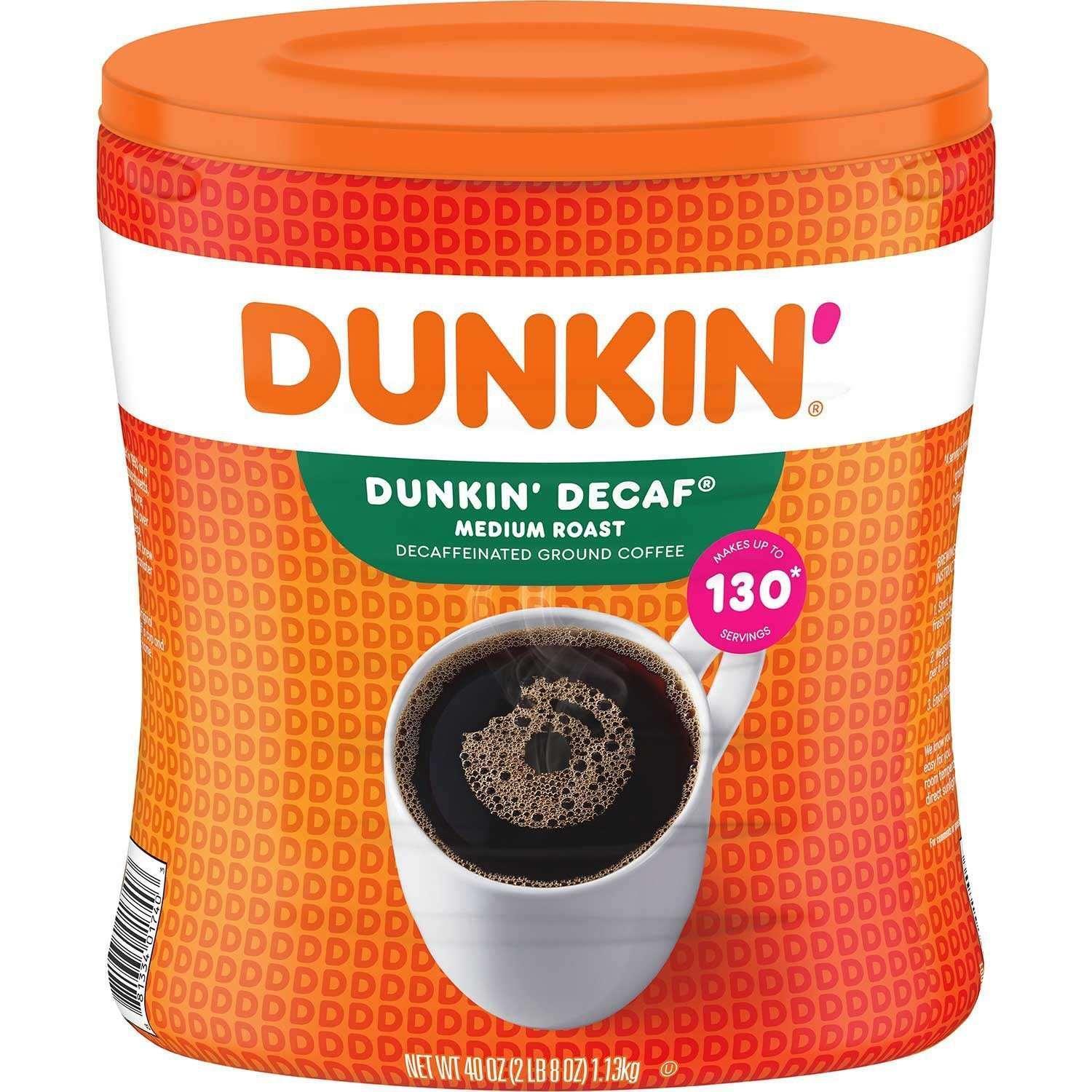 Dunkin' Decaffeinated Medium Roast Ground Coffee, 40 oz.