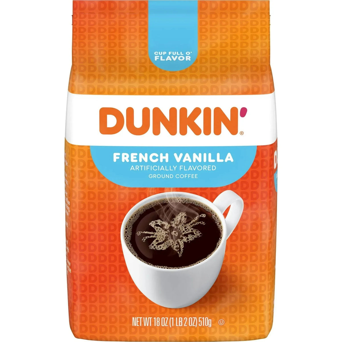 Dunkin’ French Vanilla Artificially Flavored Ground Coffee, 18 oz Bag
