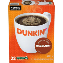 Keurig K-Cup Hazelnut flavored coffee pods box with Dunkin’ cup graphic