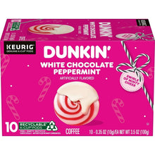 Dunkin K-cup pods box, white chocolate peppermint coffee, 10-count, magenta