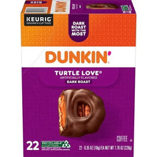 Dunkin Turtle Love dark roast coffee K-cup pod box, 22 count