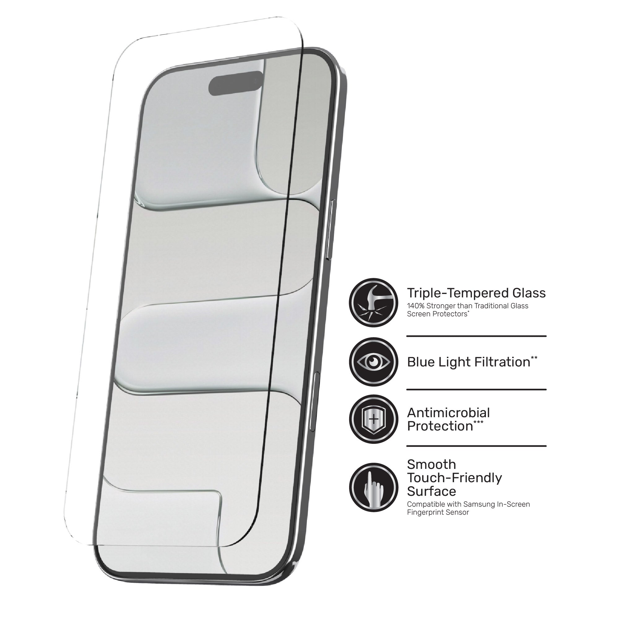 DuraGlass DefenseTech Glass Screen Protector with Blue Light Filtering for iPhone Air