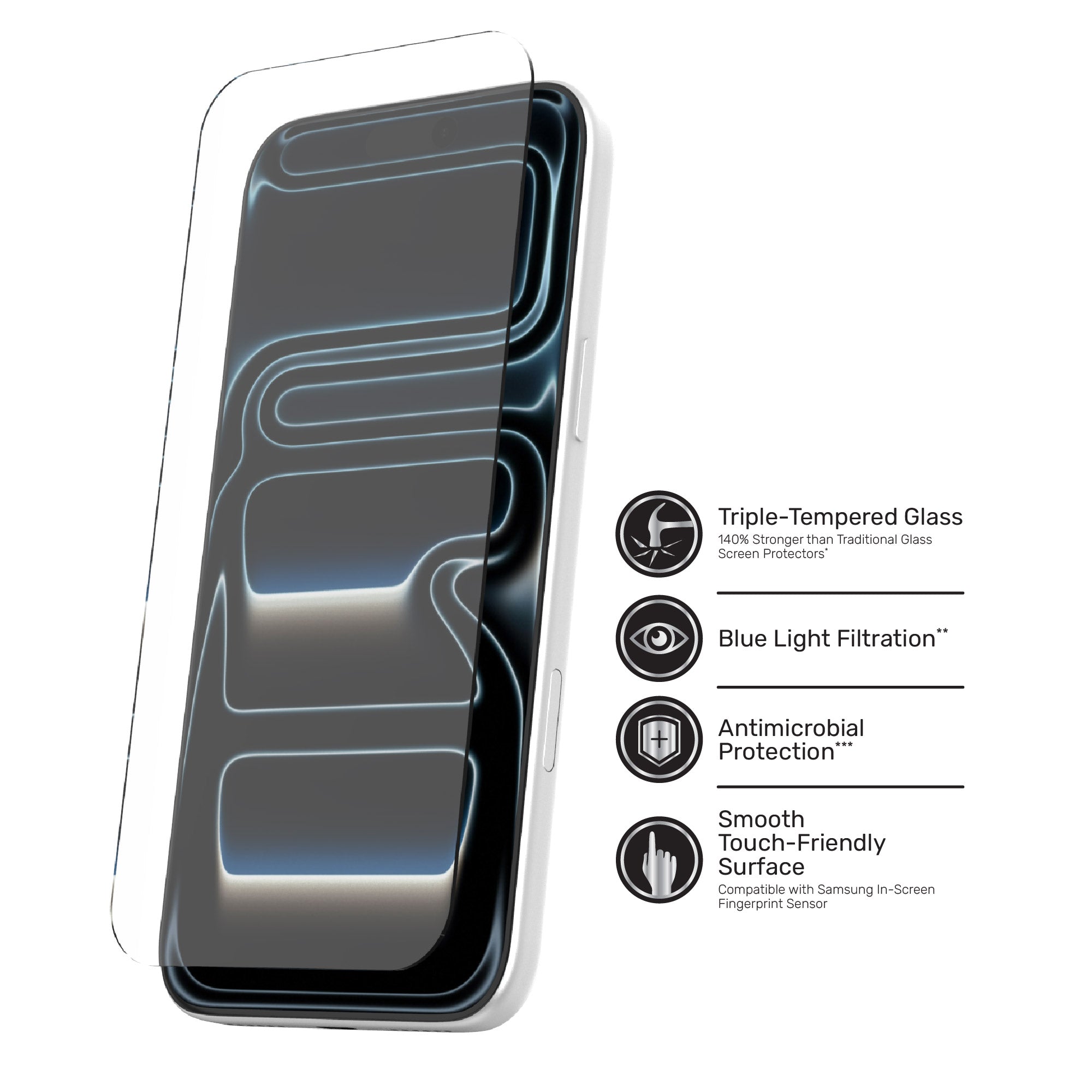 DuraGlass DefenseTech Glass Screen Protector with Blue Light Filtering for iPhone Air