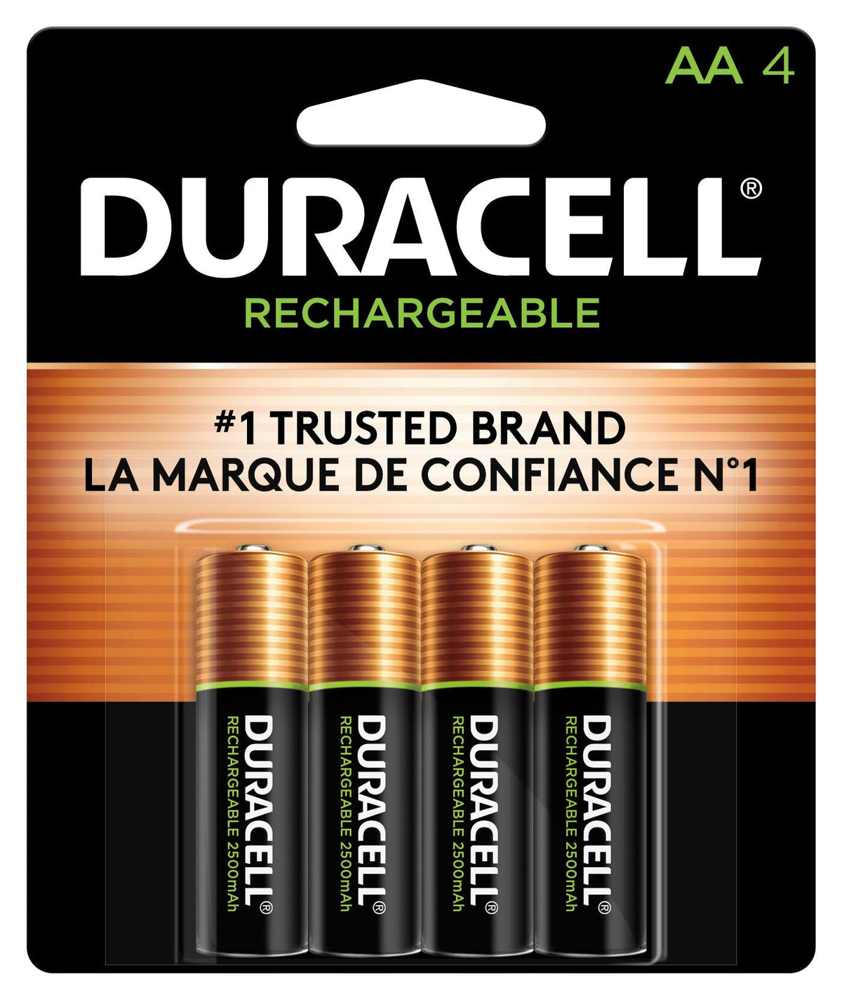 Duracell DX1500B4N Rechargeable Staycharged Nimh Batteries, Aa, 4/Pack
