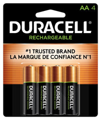 Duracell DX1500B4N Rechargeable Staycharged Nimh Batteries, Aa, 4/Pack