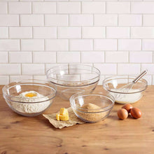 Set of 4 Duralex Le Gigogne stackable glass bowls, clear, shallow round