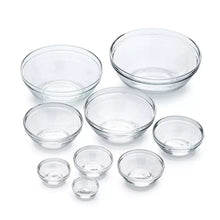 Clear glass mixing bowls set of 9, multiple bowl sizes shown