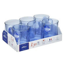 Duralex Lys 6-pack mug tray with blue glass mugs
