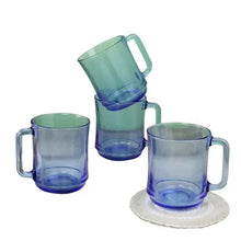 Set of colored glass stackable mugs with loop handles