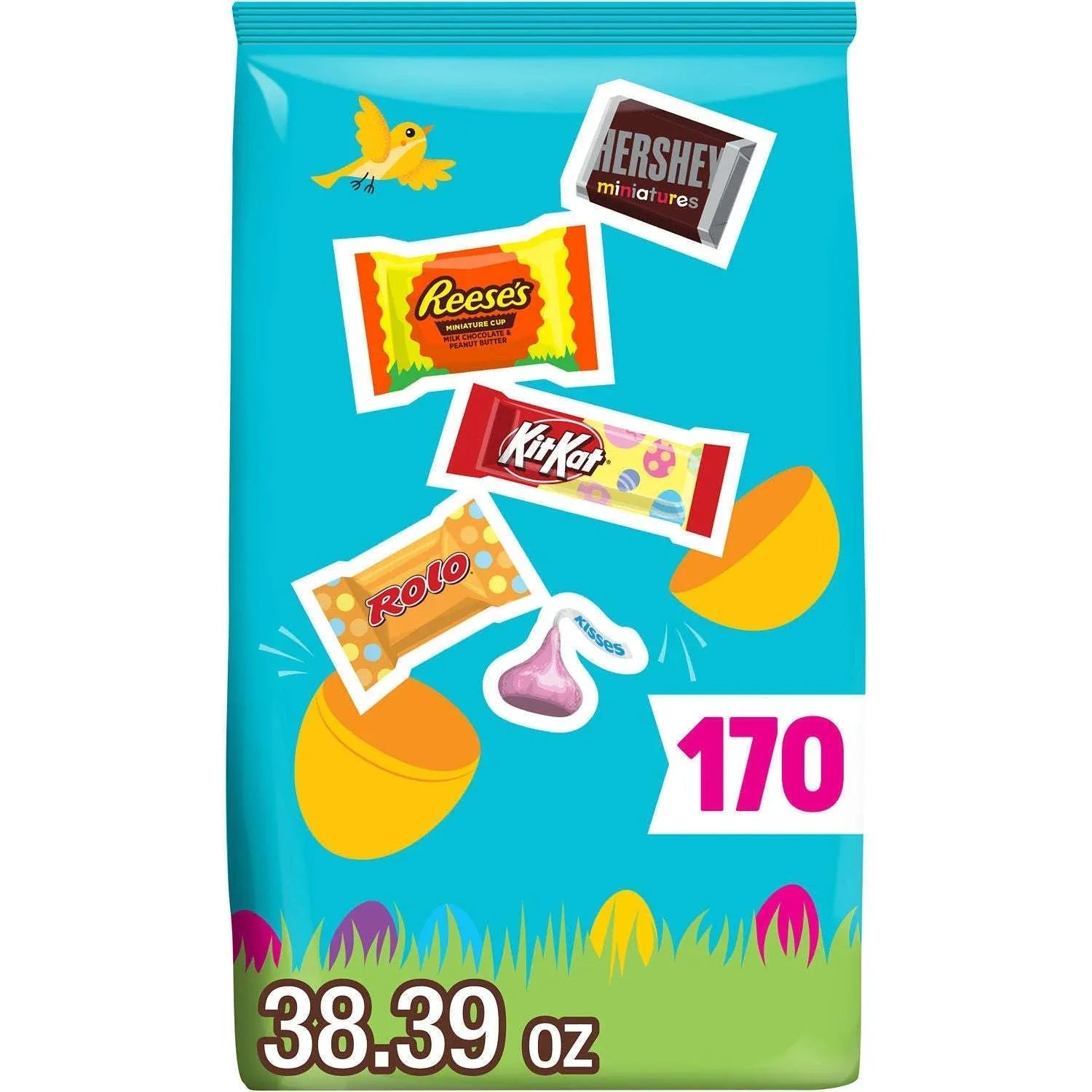 Hershey Assorted Chocolate, Easter Candy Basket Stuffers Variety Bag, 17.9 oz (80 Pieces)