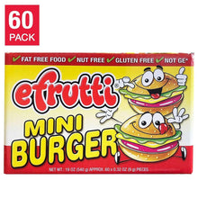 E.Frutti mini burger gummi candy 60-pack box, cartoon burger front