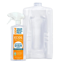 ECOS foaming dish soap spray bottle with 7x refill pack, lemon scent