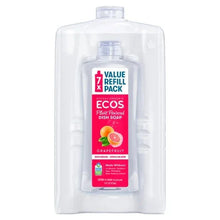 Liquid dish soap refill bottle with grapefruit label, value refill pack