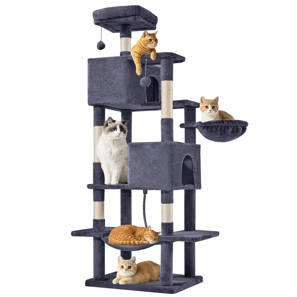EDX 44" Cat Tree Tower for Indoor Cats, Multi-Level Durable Climbing Tower, Pet House with Natural Sisal Scratching Post, Cozy Condo, Extended Platform, Kitten Toy and Hammock, Beige - USA MEGA SHOP