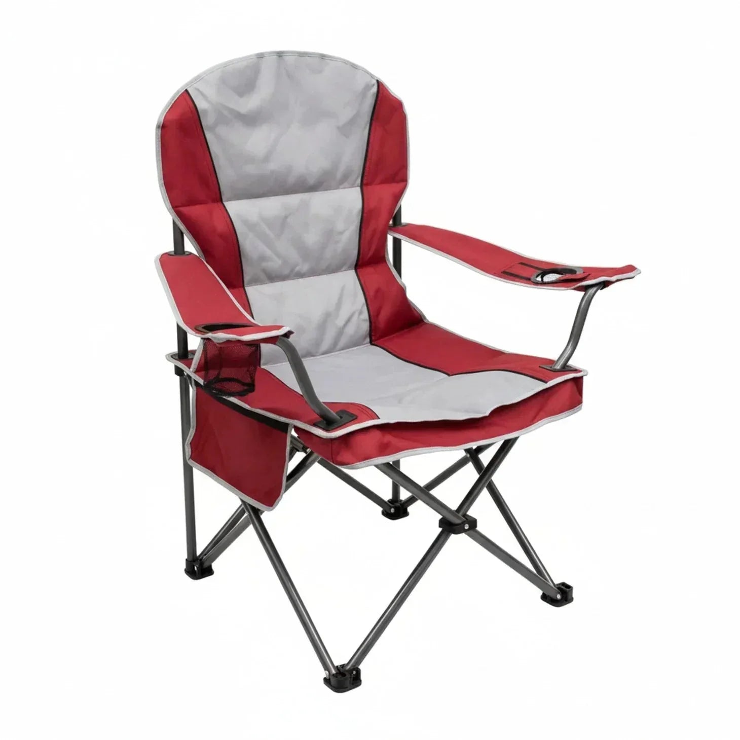 EDX Oversized Camping Folding Chair, Heavy Duty Padded Chair with Cup Holder Storage and Cooler Bag, 5000 LBS Steel Frame, Portable for Outdoor,Black Gray - USA MEGA SHOP