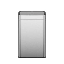 Matte stainless steel motion sensor trash can with rectangular sensor window
