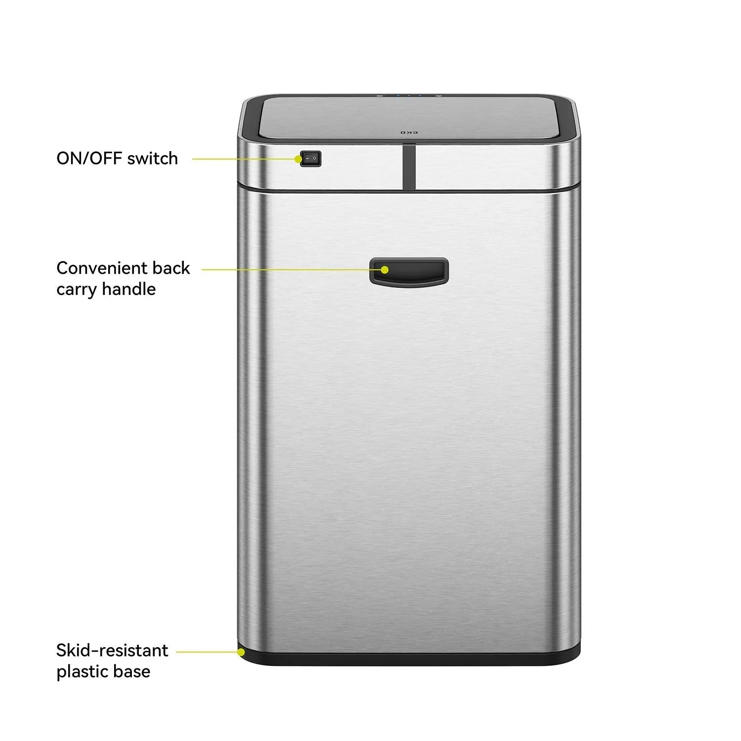 EKO Matte Stainless Steel Motion Sensor Kitchen Trash Can 13.2 Gallon - USA MEGA SHOP